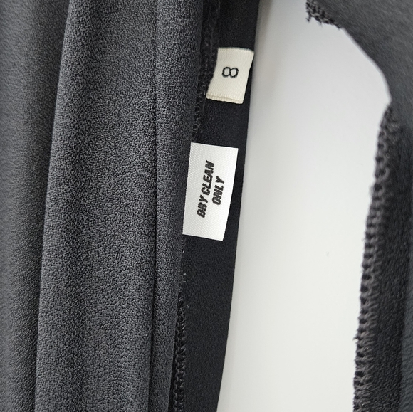 Albert Nipon Vintage Black With Cream Pleated Skirt Long Ruffled Sleeve Dress - Picture 11 of 15